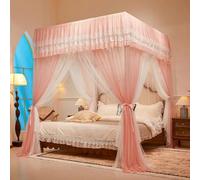 Jidanmian Tenda a baldacchino per letto a baldacchino in pizzo di lusso con 4 angoli, per la decorazione della camera(B)