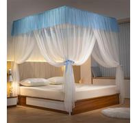 Jidanmian Tenda a baldacchino rosa a 4 angoli, tenda a baldacchino con apertura a tre lati, in ferro spesso, per la decorazione della camera da letto di ragazze e adulti(Blue,Medium)