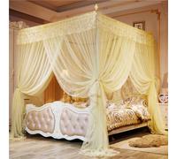 Jidanmian Tenda per letto a baldacchino rosa a 4 angoli, tenda per letto a baldacchino di lusso con 3 aperture laterali, con pizzo, filato per tenda criptato migliorato(Pink,Medium)