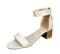 jiddhf Donna Stile Romano Tacchi Alti Zip Al Tacco Bocca Di Pesce | Sandali da donna a fascia singola con tacco a blocco, cinturino alla caviglia, in finta pelle, struttura in legno