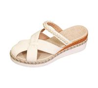 jiddhf Sandali da donna in stile francese da donna a due vie da indossare con perle decorative espadrillas zeppa pantofole traspiranti antiscivolo piattaforma muli per l'estate casual uso quotidiano