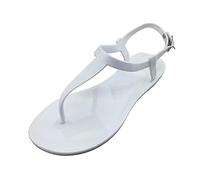 jiddhf Sandali estivi da donna minimalisti con strass Jelly Beach Sandali da donna T-Strap Jelly Thong Infradito Fibbia in metallo regolabile Cinturino alla caviglia Impermeabile Piatto Leggero