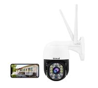 JideTech Telecamera di sicurezza esterna IP PTZ Wi-Fi da 5 MP, tracciamento umano, visione notturna a colori, audio a 2 vie, panoramica a 355°/90°, compatibile con Alexa, supporta schede SD da 128 GB