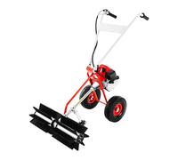 JIDIJINGH Spazzatrice a benzina, 43 cc, 1,7 CV, spazzatrice manuale a 2 tempi con larghezza di lavoro 60 cm, spazzatrice per foglie, sporco, prato, vialetto, erba artificiale
