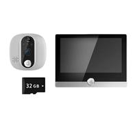 JIDKEINNH Video Doorbell WiFi Peephole Door Bell IP Camera 1080P/158° With 4.3 Inch LCD Screen PIR Motion Detection Home Doorbell(With 32GB Card)