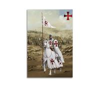 JIDUHON Crusader - Quadro digitale su tela, motivo: Cavaliere a cavallo con bandiera sul campo di battaglia, decorazione artistica da parete moderna, 30 x 45 cm, senza cornice
