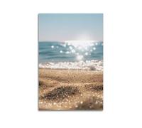 JIDUHON Poster della stagione Sparkling Beach at Sunrise.jpg, poster moderno da parete su tela, decorazione estetica 60 x 90 cm, senza cornice