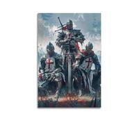 JIDUHON Stampa artistica da parete moderna su tela, motivo: Crusader Epic Style Tre cavalieri in piedi con spada, decorazione artistica da parete, 20 x 30 cm, senza cornice