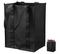 Jidyllic Portabottiglie per bottiglie di vino, 6 bottiglie di vino, riutilizzabile, con scomparto nero, con maniglia per il trasporto, per viaggi, campeggio, picnic, birra, bevande e feste