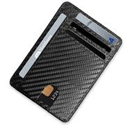 Jidyllic Portafoglio da uomo in pelle, sottile, minimalista, con porta carte di credito, 8 carte e banconote, ideale per viaggi, 1 finestra d'identità, minimalista, di piccole dimensioni (rombo), Nero