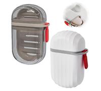 Jidyllic Portasapone da viaggio con coperchio, 2 pezzi, portasapone da viaggio, portatile, impermeabile, a prova di perdite, con manico, colore bianco, per viaggi, bagno, campeggio all'aperto