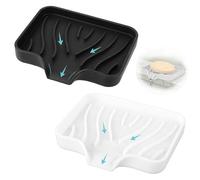 Jidyllic Portasapone in silicone con drenaggio, 2 pezzi portasapone antiscivolo per doccia, bagno e cucina, mantiene il sapone asciutto