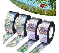 JIEBAO 4 Pezzi Nastro Repellente Antiuccelli 80m x 2.4cm Uccello Nastro Repellente Nastro Riflettente Repellente Antiuccelli Dissuasore Riflettente Nastri per Proteggere Balcone Orto Piante