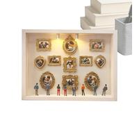 JIEBWCHA DIY Silhouette Box, 22,7 x 31,4 x 3,7 cm, mini scatole per sagome da museo fai da te, cornice con , 8 piccole figure, 11 mini cornici per foto, per scrivania e scaffale