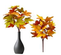 JIEBWCHA Foglie autunnali - 2 pezzi Artificiale Autunno Vaso Riempitivo Ramoscelli d'Acero Con Ghirlanda E Bouquet Come Decorazione per La Casa Per La Decorazione Autunno Al E Per