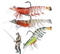 JIEBWCHA Jigs, esca robotica | 3 esche di gamberetti realistici 3D pre-rigati, esche da basso TPE animato, modello innovativo, cicogne di persico per il margine di trota di Crappie