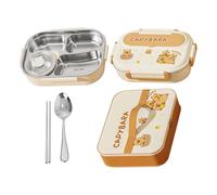 JIEBWCHA Porta Pranzo Scomparti Capibara Panda Acciaio Inossidabile Set Di Portapranzo Cucchiaio Bacchette Ciotola Di Zuppa Portare La Borsa Per Bambini Per La Scuola, Il Lavoro In Ufficio, I Viaggi