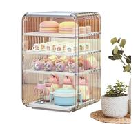 JIEBWCHA Portabottiglie con coperchio per asilo multistrato, 39,5 x 25 x 24 cm, verticale, antipolvere, portabottiglie trasparente con vassoio 'acqua nella parte inferiore per bagno, cucina