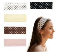 JIEBYTUY - Set da 5 elastici per capelli a pois e a righe, morbidi, elastici e antiscivolo, in tessuto traspirante, ideali per l'uso quotidiano, l'allenamento e lo yoga