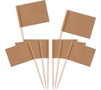 Jieddey Stuzzicadenti Bandiera,100 PCS Bandiera Carta Kraft per Stuzzicadenti Marcatori Formaggio Marcatori per Torta Etichette per Formaggio Bianco per la Festa Matrimonio Natale Holleween Pasqua