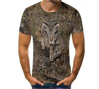 JIEDEDIAM T-Shirt da Uomo con Stampa 3D di Caccia Animale Lepre Street Fashion Girocollo Manica Corta Ampia Casual Top di Grandi Dimensioni
