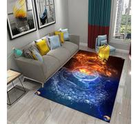 JIEDEDIAM Tappeto con tema ghiaccio e fuoco Yin Yang, adatto per soggiorno, divano, tavolino, camera da letto, comodino, corridoio, studio.