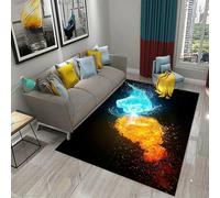 JIEDEDIAM Tappeto con tema ghiaccio e fuoco Yin Yang, adatto per soggiorno, divano, tavolino, camera da letto, comodino, corridoio, studio.