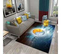JIEDEDIAM Tappeto con tema ghiaccio e fuoco Yin Yang, adatto per soggiorno, divano, tavolino, camera da letto, comodino, corridoio, studio.
