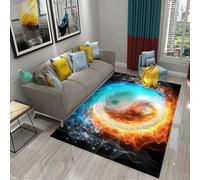 JIEDEDIAM Tappeto con tema ghiaccio e fuoco Yin Yang, adatto per soggiorno, divano, tavolino, camera da letto, comodino, corridoio, studio.