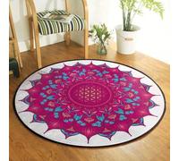 JIEDEDIAM Tappeto rotondo con mandala galassia, fiore della vita, tappetino per meditazione psichedelica, tappetino per yoga, griglia di cristallo, tappetino per altare magico, tappetino per tarocchi