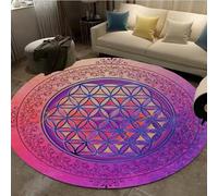 JIEDEDIAM Tappeto rotondo della serie Fiore della Vita verde/viola/galassia per tappetino da yoga, meditazione, guarigione Reiki, arredamento per la casa