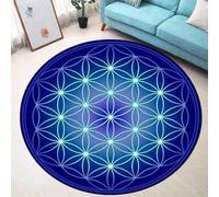 JIEDEDIAM Tappeto rotondo della serie Fiore della Vita verde/viola/galassia per tappetino da yoga, meditazione, guarigione Reiki, arredamento per la casa