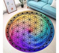 JIEDEDIAM Tappeto rotondo della serie Fiore della Vita verde/viola/galassia per tappetino da yoga, meditazione, guarigione Reiki, arredamento per la casa
