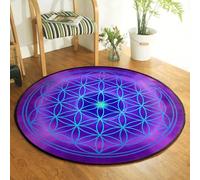 JIEDEDIAM Tappeto rotondo della serie Fiore della Vita verde/viola/galassia per tappetino da yoga, meditazione, guarigione Reiki, arredamento per la casa