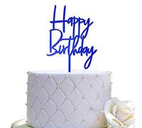 JIEEIN Topper per torta di compleanno, decorazione per feste di compleanno, in acrilico blu a specchio
