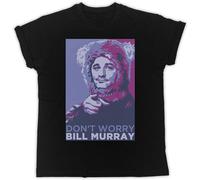 JIEERYIN Bill Murray Don't Worry T-Shirt Mens Black Unisex Tee Blacks T-Shirt Black M
