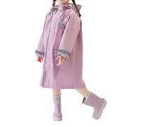 jieGorge Impermeabile per bambini impermeabile con striscia riflettente, leggero, poncho riutilizzabile con cappuccio con copertura per zaino, poncho a pioggia lunga, per la scuola, età 4-5 anni