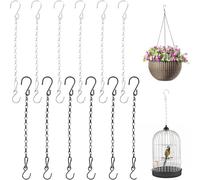 jiejack 12 catene sospese per fioriere - 29 cm in metallo per appendere le maschere, catene per piante all'aperto, gabbie per uccelli, lanterne e cartelli decorativi (6 nero + 6 argento)