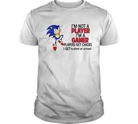 JIEKXAONF Son.IC Im Not A Player Im A Gamer Players Get Chicks I Get Bullied at School T-Shirt for Men And Woman. Blacks