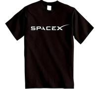 JIEKXAONF Spacex T Shirt Space x Space Agency Logo Falcon Elon Musk Fan T-Shirt M Black Mens