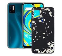 JIENI per Custodia Umidigi A7 Pro (6.3 pollici), Nero Silicone Custodie Protettivo Case Cartoon Cover Morbido Guscio TPU Bumper per Umidigi A7 Pro Copertura (Fiore romantico).