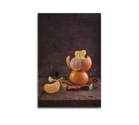 JIERUANYING Decorazione artistica da parete con immagine di natura morta arancione sbucciata, decorazione artistica da parete per cucina e sala da pranzo, poster decorativo moderno da appendere (60 x