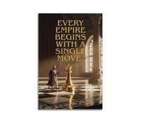 JIERUANYING Decorazione artistica da parete con scritta in inglese "Every Empire Begins With A Single Move, Re degli scacchi", decorazione da parete strategica per ufficio e uomo, decorazione