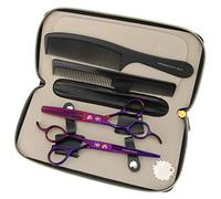 JIESENYU Forbici per capelli a mano sinistra 15,6 cm, viola taglio diradamento forbici professionali parrucchiere set strumenti per custodia (set)
