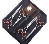 Jiesenyu Japan 440c Forbici da parrucchiere 10,2 cm / 12,7 cm / 14 cm, forbici a pettine per capelli, set professionale, strumenti da barbiere (set arancione)
