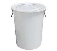 JIESOO 2 Pezzi Barile Plastica Spessa con Coperchio, Contenitore Stoccaggio dell'Acqua Industriale for Uso Domestico, Barile Vino Grande capacità, Cestino(White,100L)