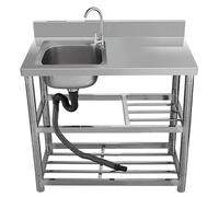 JIESOO Lavello Cucina Vasca Singola, Lavello Esterno Acciaio Inossidabile 304 For Lavanderia, Bar Da Patio for Lavanderia Del Ristorante(Leftgroove,80 * 50 * 80cm)