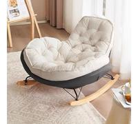 JIESOO Moderna Sedia Dondolo con Schienale Alto Velluto Pelle Daino Comoda Adulti for Camera Letto E Soggiorno, Interni Ed Esterni(Grey)