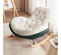 JIESOO Moderna Sedia Dondolo con Schienale Alto Velluto Pelle Daino Comoda Adulti for Camera Letto E Soggiorno, Interni Ed Esterni(Green)