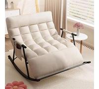 JIESOO Moderna Sedia Dondolo Oversize Poltrona Reclinabile Doppia For Soggiorno Ampia For Uso Interno Comoda Seduta Imbottita(Off-white)